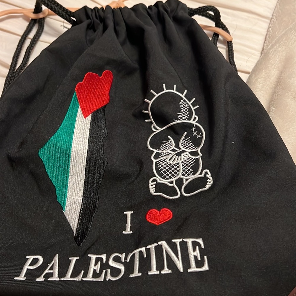Palestinian flag drawstring backpack
